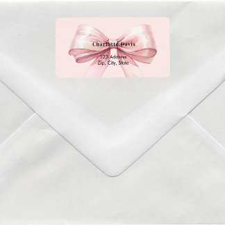 Pink bow return address  adressetikett