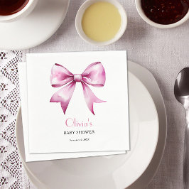 Pink Bow Ribbon Baby Shower Pappersservett