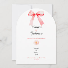pink bow rose chic wedding invitation inbjudningar