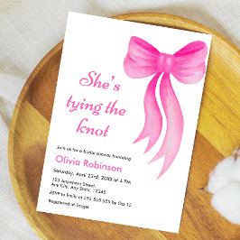 Pink Bow She's Tying the Knot Bridal Shower  Inbjudningar