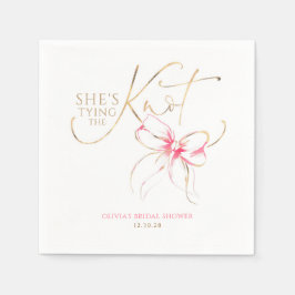 Pink Bow She's Tying the Knot Bridal Shower Pappersservett