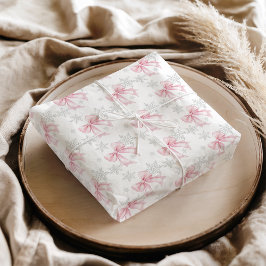 Pink Bow Silver Snowflake Winter Theme