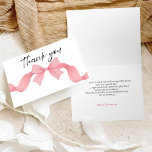 Pink Bow Simple She's Tying the Knot Bridal Shower Tack Kort<br><div class="desc">Send heartfelt appreciation with this simple pink bow “She’s Tying the Knot” bridal shower thank you card, featuring a delicate ribbon bow and elegant script typography for a soft, feminine aesthetic. The clean and minimal design pairs beautifully with romantic, coquette, and modern bridal shower themes. Perfect for thanking friends and...</div>