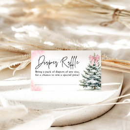 Pink Bow Snowflake Baby Shower Diaper Raffle Card Tilläggskort