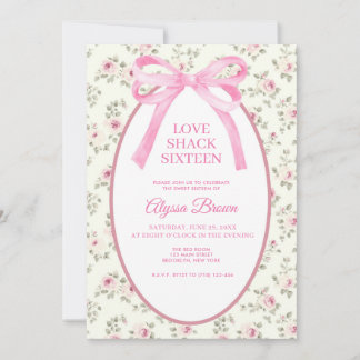 Pink Bow Sweet 16 Coquette Birthday Invitation Inbjudningar