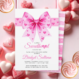 Pink Bow Sweetheart girl Valentine's Baby shower  Inbjudningar