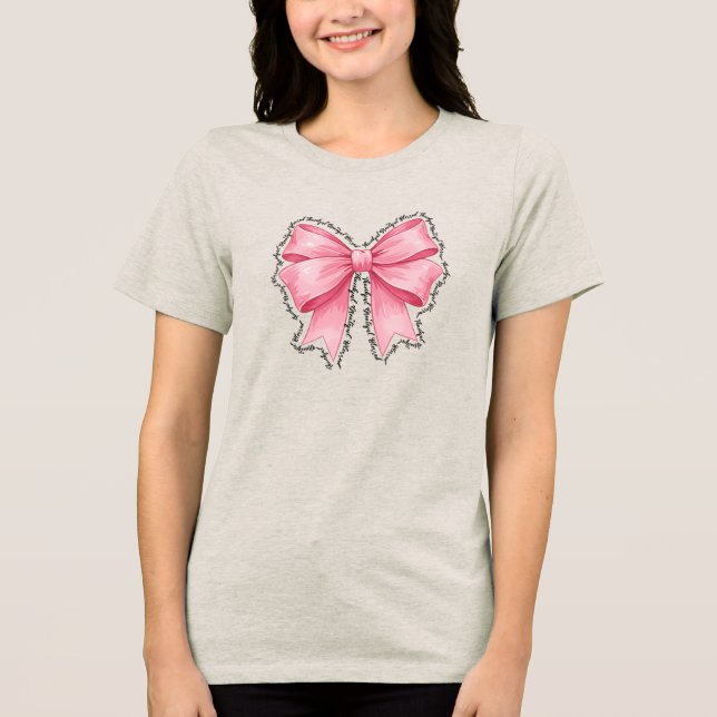 Pink Bow T-Shirt • Elegant Thanksgiving Outfit (Framsida)