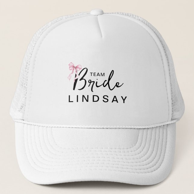 Pink Bow Team Bride Bachelorette Party  Keps (Framsida)