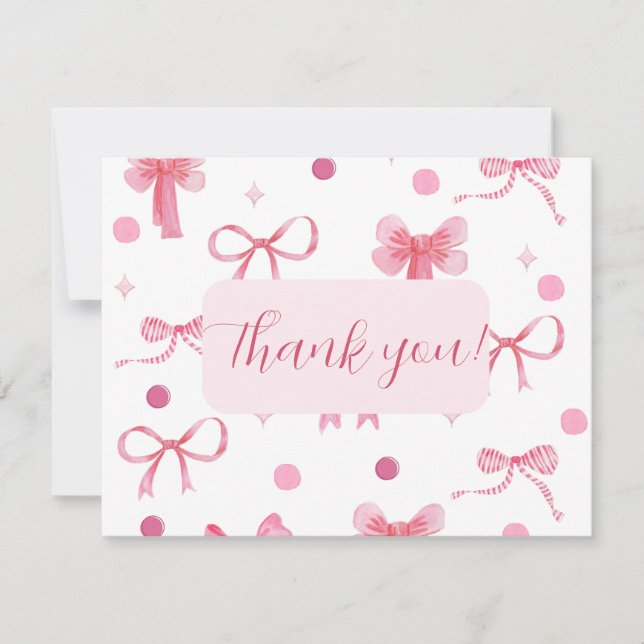 Pink Bow Thank you card Anteckningskort (Framsida)