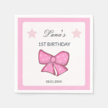 Pink Bow Tjej Barn 1:a födelsedagen