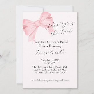 Pink Bow Tying the Knot Bridal Shower Invitation - Inbjudningar