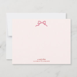 Pink Bow Valentine’s Day Note Card Inbjudningar