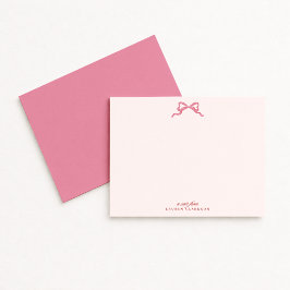 Pink Bow Valentine’s Day Note Card Inbjudningar