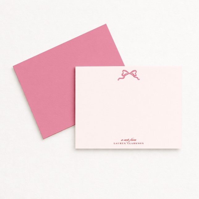 Pink Bow Valentine’s Day Note Card Inbjudningar (Skapare uppladdad)
