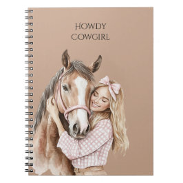 Pink Bow Western Farm Cowgirl Horse Anteckningsbok