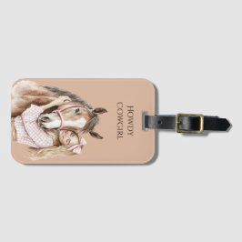 Pink Bow Western Farm Cowgirl Horse Bagagebricka