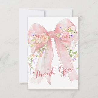 Pink Bow Wildflowers Thank You Tack Kort