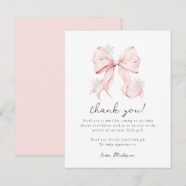 Pink Bow Winter Snowflake Baby Shower Anteckningskort