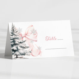 Pink Bow Winter Table Place Card  Placeringskort