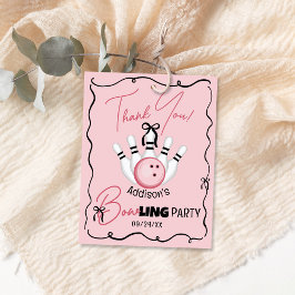 Pink BOWling Bows Girl Birthday Party L Favor Tag Tack Kort