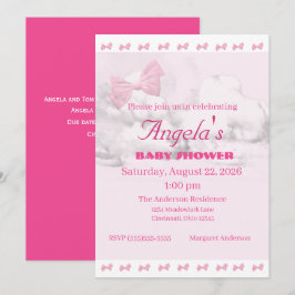 Pink Bows Baby Shower Invitation Inbjudningar
