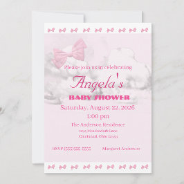 Pink Bows Baby Shower Invitation Inbjudningar