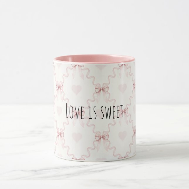 Pink Bows Hearts Sweet Love Mugg (Center)