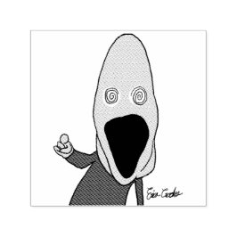 Pink brainwashed puppet pointing självfärgande stämpel