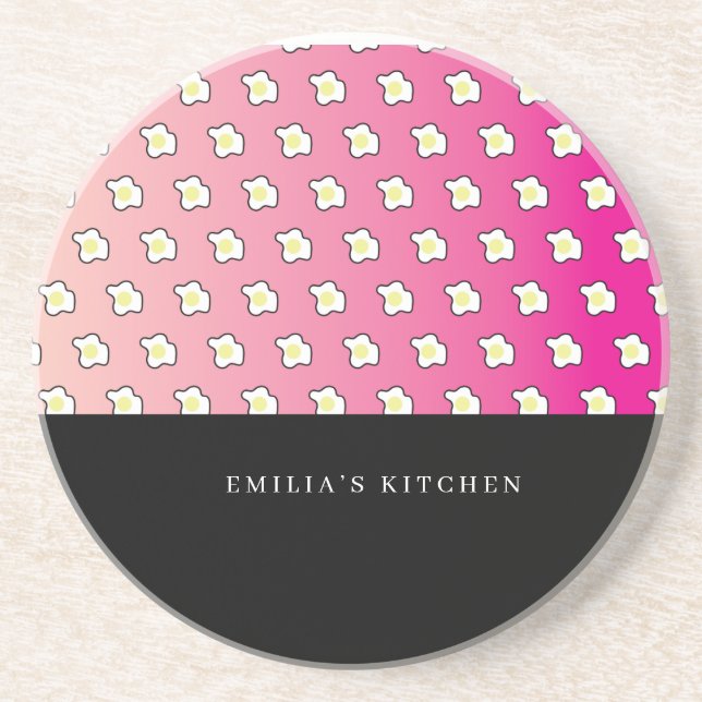 Pink Breakfast Fried Eggs Name Underlägg (Framsidan)