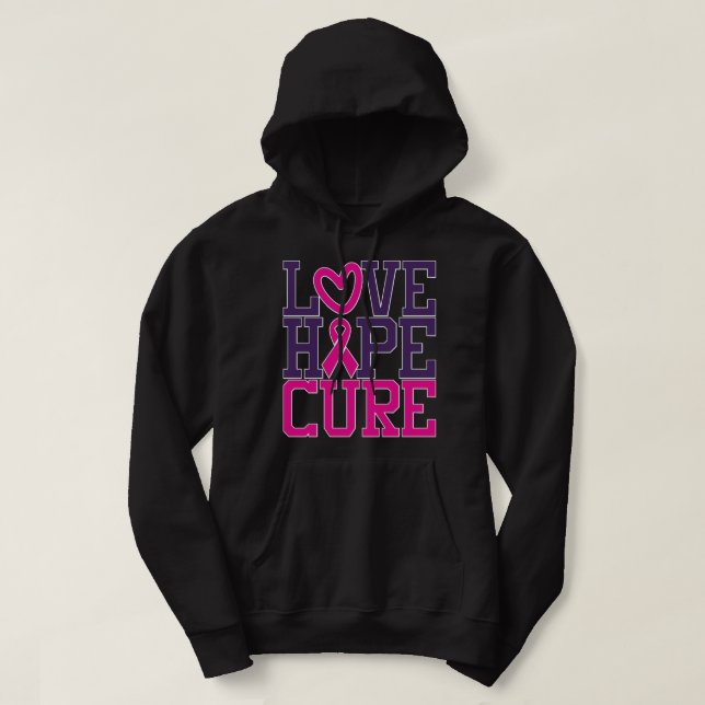 Pink Breast Cancer Awareness Love Hope Cure Heart  Hoodie (Design framsida)