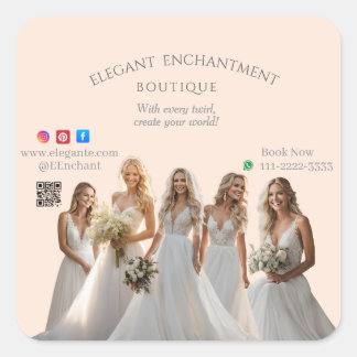 Pink Bridal Bliss Celebrate Love Happiness Wedding Fyrkantigt Klistermärke