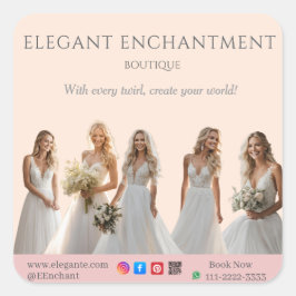 Pink Bridal Bliss Celebrate Love Happiness Wedding Fyrkantigt Klistermärke