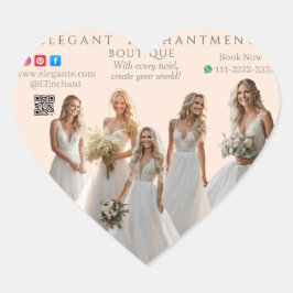 Pink Bridal Bliss Celebrate Love Happiness Wedding Hjärtformat Klistermärke