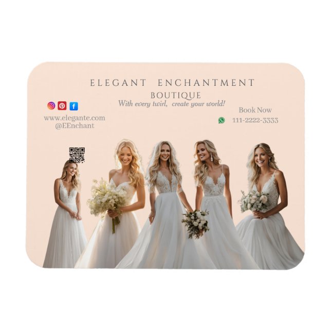 Pink Bridal Bliss Celebrate Love Happiness Wedding Magnet (Horisontell)