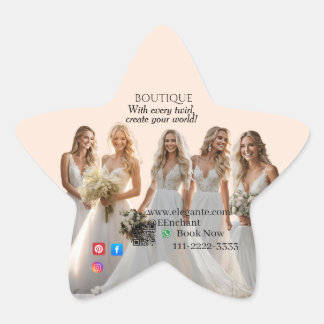 Pink Bridal Bliss Celebrate Love Happiness Wedding Stjärnformat Klistermärke
