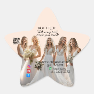 Pink Bridal Bliss Celebrate Love Happiness Wedding Stjärnformat Klistermärke