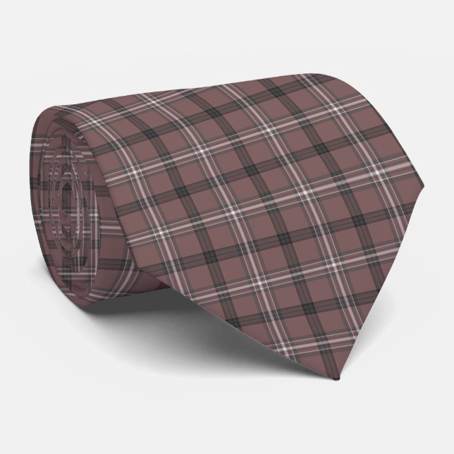 Pink Brown Plaid Classic Pattern Neck Tie Slips (Rullad)