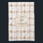 Pink Brown White Plaid Stripes Leaf Kökshandduk<br><div class="desc">Pink Brown White Plaid Stripes Leaf</div>