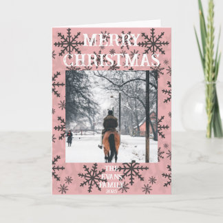 Pink, brown.white snowflakes kort