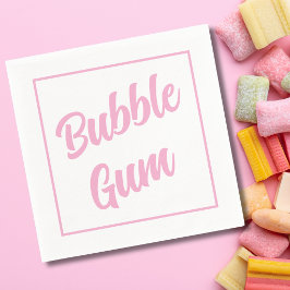 Pink Bubble Gum Simple Typography Birthday Party Pappersservett