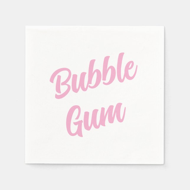 Pink Bubble Gum Simple Typography Birthday Party Pappersservett (Framsidan)