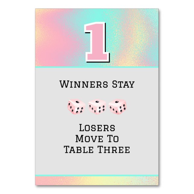 Pink Bunco #1 Table Card Bordsnummer (Framsidan)