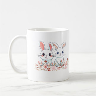 Pink Bunnies White Mug into a Sweet Gift Kaffemugg