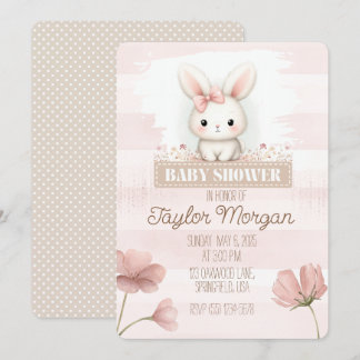 Pink Bunny Baby Shower Invitation Inbjudningar