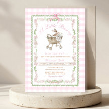 Pink Bunny Baby Shower Watercolor Grandmillennial 