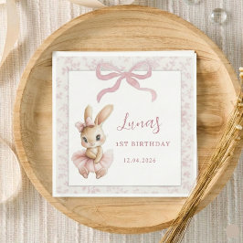 Pink Bunny First Birthday Personalized Party Napki Pappersservett