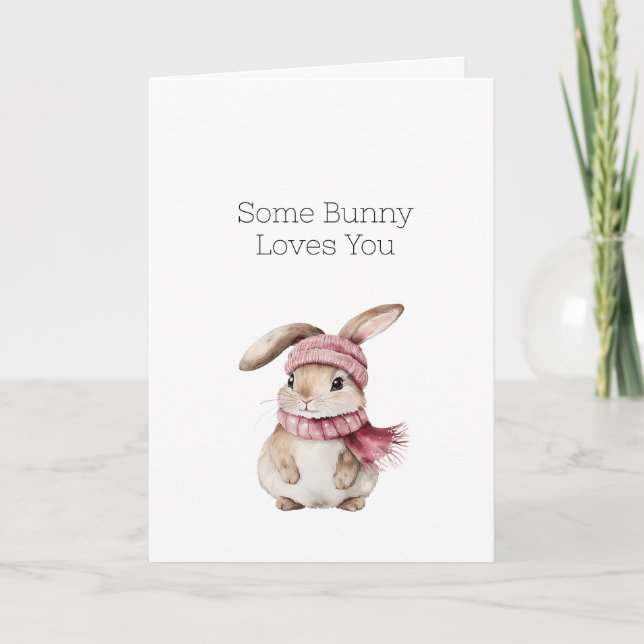 Pink Bunny Rabbit Love Kort (Framsida)