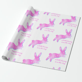 Pink Bunny Silhouette Cute Custom Girl Baby Shower Presentpapper