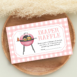 Pink Burger BBQ Baby Shower Diaper Raffle Tilläggskort