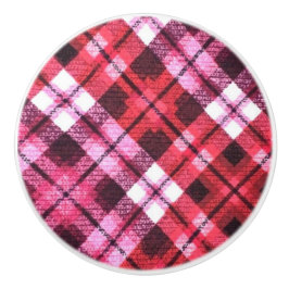 Pink Burgundy Diagonal Plaid Tartan Check Knopp